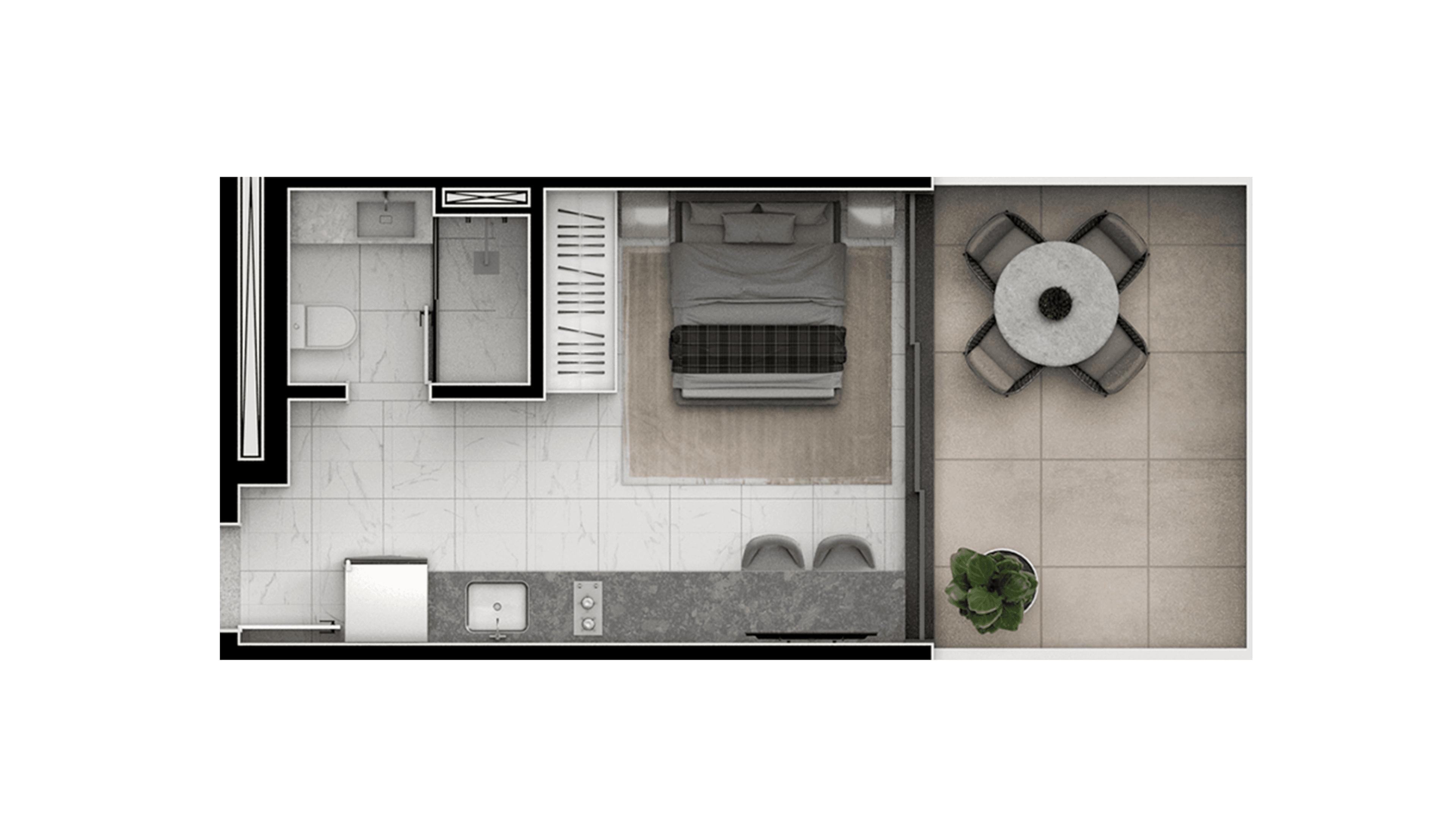 Studio com TerraÇo